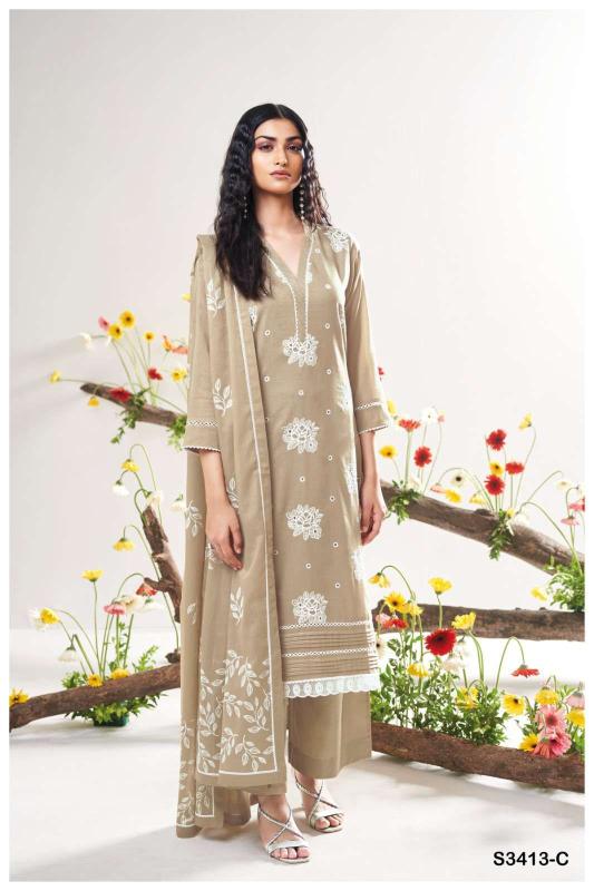 Ganga adela 3413 wholesale unstitched dress material  - wholesale export